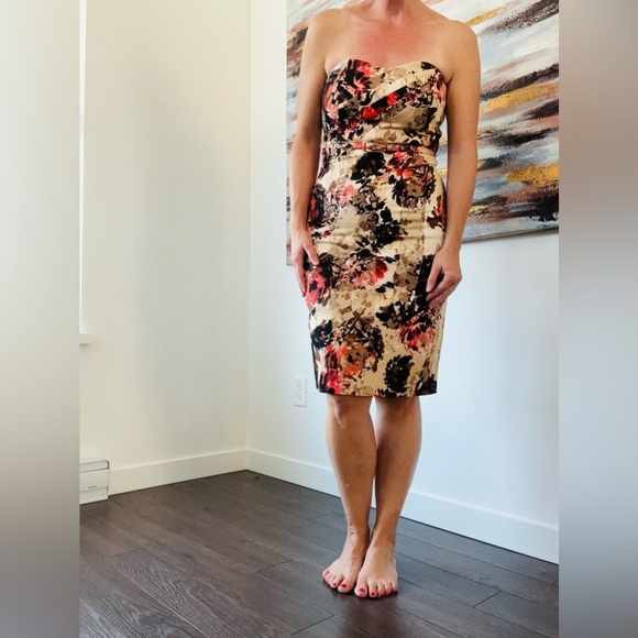 Floral Strapless Sweetheart Neckline Dress Medium - Picture 4 of 12